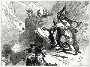 Natives Prints: Skirmish in a mountain pass, Lushai Expedition (1871-1872)
