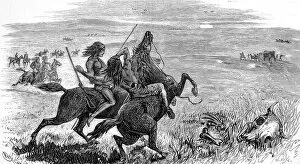Skirmish between native American Indian braves and white Ame