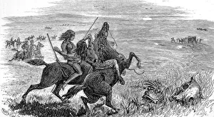 Images Dated 9th November 2004: Skirmish between native American Indian braves and white Ame