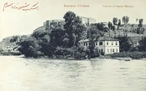 Macedonian Prints: Skopje - Barracks, Miitary Hospital and River Vardar
