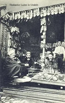 Vendor Prints: Skopje, Macedonia - Turkish Knife and shoe stall