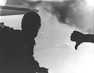 Sky divers belonging to the RAF Falcons freefall team, taking part in an activity in France, about to jump out of an aircraft. Date: 1965