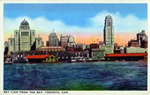 Skyscrapers Prints: Skyline from the bay, Toronto Canada