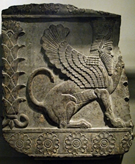 Images Dated 6th April 2008: Slab with relief of a male winged sphinx. 358-338 BC. Persep