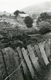 Quarry Prints: Slate fence and chapel, Corris, Gwynedd, North Wales