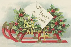 Toboggan Prints: Sledge laden with holly