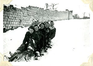 Sledging at Chateau d Hennement, France, WW2