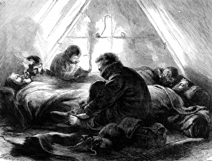 Images Dated 16th August 2004: A Sledging Party in their Tent, British Arctic Expedition, 1