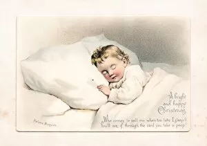 Nightie Gallery: Sleeping baby on a Christmas card