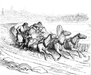 Images Dated 15th December 2011: Sleigh Racing at St. Petersburgh, Russia, 1877