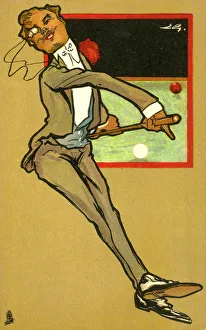 Images Dated 9th April 2019: Slightly Tipsy Rakish Cad attempting to play billiards