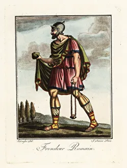 Roman Empire Prints: Slinger in the Roman army, ancient Rome
