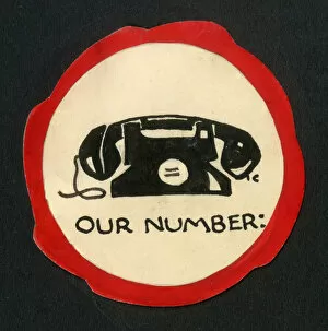 Small circular gift tag - original artwork - Telephone numbe
