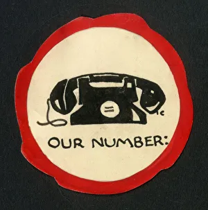 Small circular gift tag - original artwork - Telephone numbe Small circular gift tag - original artwork - Telephone numbe