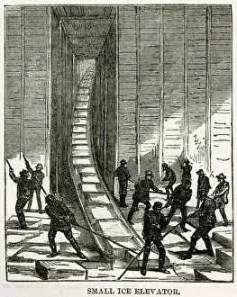 Stored Prints: Small ice elevator, Hudson River 1875