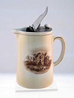 Images Dated 10th January 2013: Small milk jug with metal cover - Bairnsfatherware