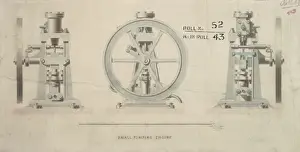 Small pumping engine, front and side elevations