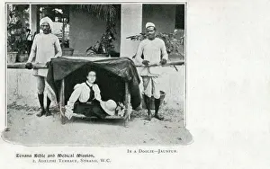 Transported Prints: A Smart European Missionary Woman transported in a Doolie