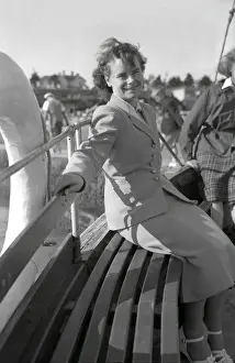 Straits Prints: Smartly-dressed young ladyon Menai Straits Steamer ferry