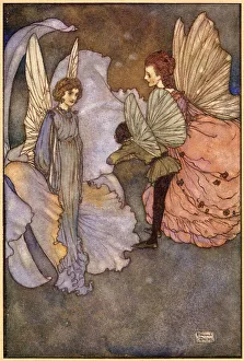 She smiled at him very graciously when he was introduced to her. Scene from Princess Orchid's Party illustrated by Edmund Dulac. Date: 1913