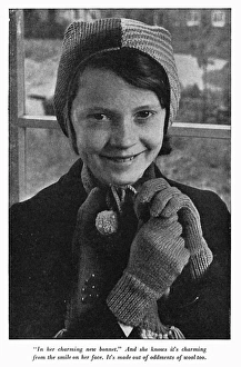 Knits Gallery: Smiling 1940s girl in a knitted hat