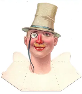 Smiling man in a hat on a place card