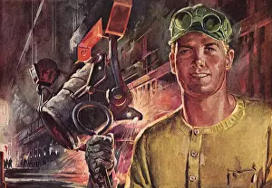 Welder Prints: Smiling Welder Date: 1945