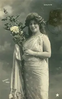 Smiling woman holding a bouquet