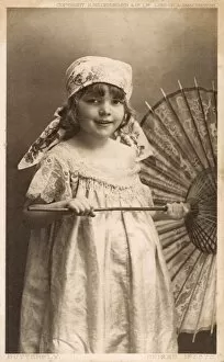 Nightie Gallery: Smiling young girl with a parasol