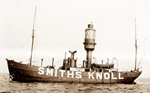 Norfolk Prints: Smiths Knoll Lightship North Sea early 1900s