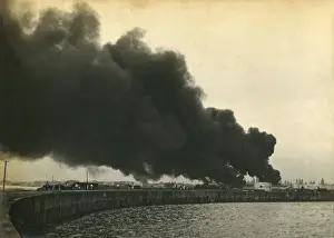 Shelled Prints: Smoke from shelled fuel tanks in Madras