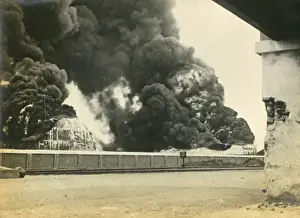 Smoke from shelled fuel tanks in Madras