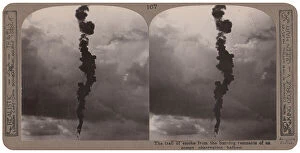 Images Dated 26th March 2018: Smoke trail of observation balloon, WW1
