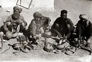 Charmers Prints: Snake charmers, India, circa 1890