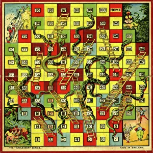Colours Prints: Snakes and Ladders game board
