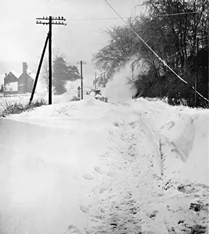 Snowing Prints: Snow blocked road in Kent, 1963