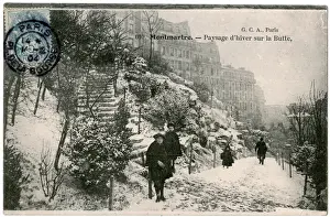 Butte Prints: Snow on the Butte, Montmartre, Paris, France