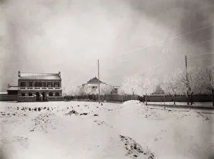 Snow in China, likely Tientsin, Tianjin