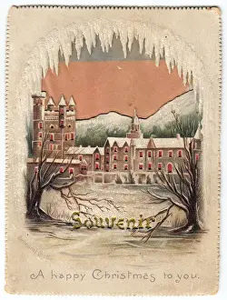 Icicles Prints: Snow scene with Balmoral Castle on a Christmas card