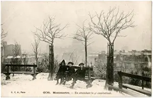 Snowballing Prints: Snowballers in Montmartre, Paris, France