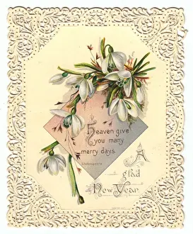 Fretwork Prints: Snowdrops on a New Year card