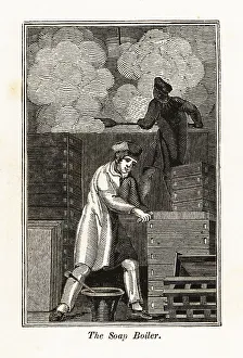 Labor Prints: Soap-makers boiling soap in a factory