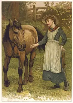 Lump Prints: Social / Girl & Horse 19C