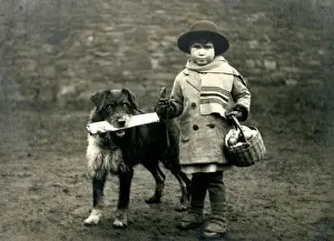 Social History - Dog brings home newspaper with young child