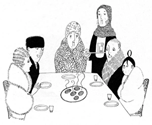 Society dinner party in wartime, WW1