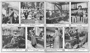 Titled Prints: Society munition-workers, lady volunteers making shells, WW1