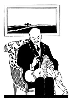 Childcare Prints: Sock darning by men, WW1