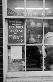 Installation Collection: Soho, London - window display, salon hairdryers