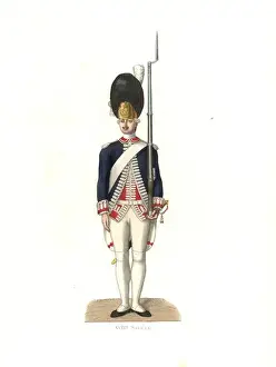 Chevignard Prints: Soldier of the French Guards, 18th century