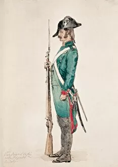 1797 Gallery: Soldier in green uniform of the Cisalpine Republic